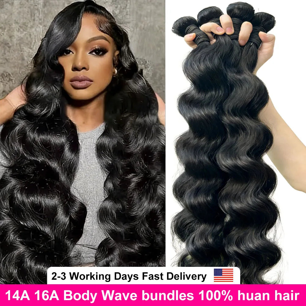 16A 40 Inch Body Wave Bundles 100% Human Hair Real Raw Extensions Wet And Wavy Remy Weave Hair Bundles For Black Women Quality