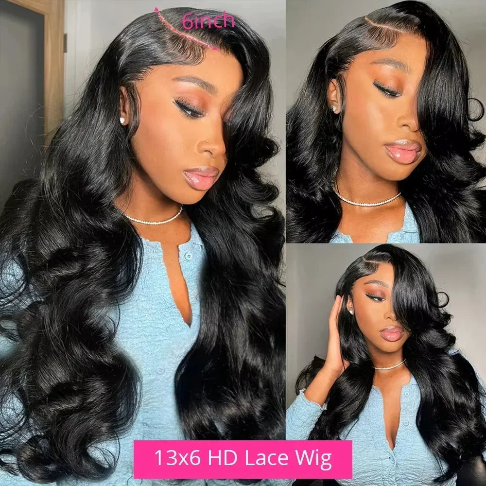 30 32 Inch Body Wave Human Hair Wigs 300% 13x6 HD Lace Front Human Hair Wig For Woman 5x5 Gluless Lace Closure Wig Preplucked