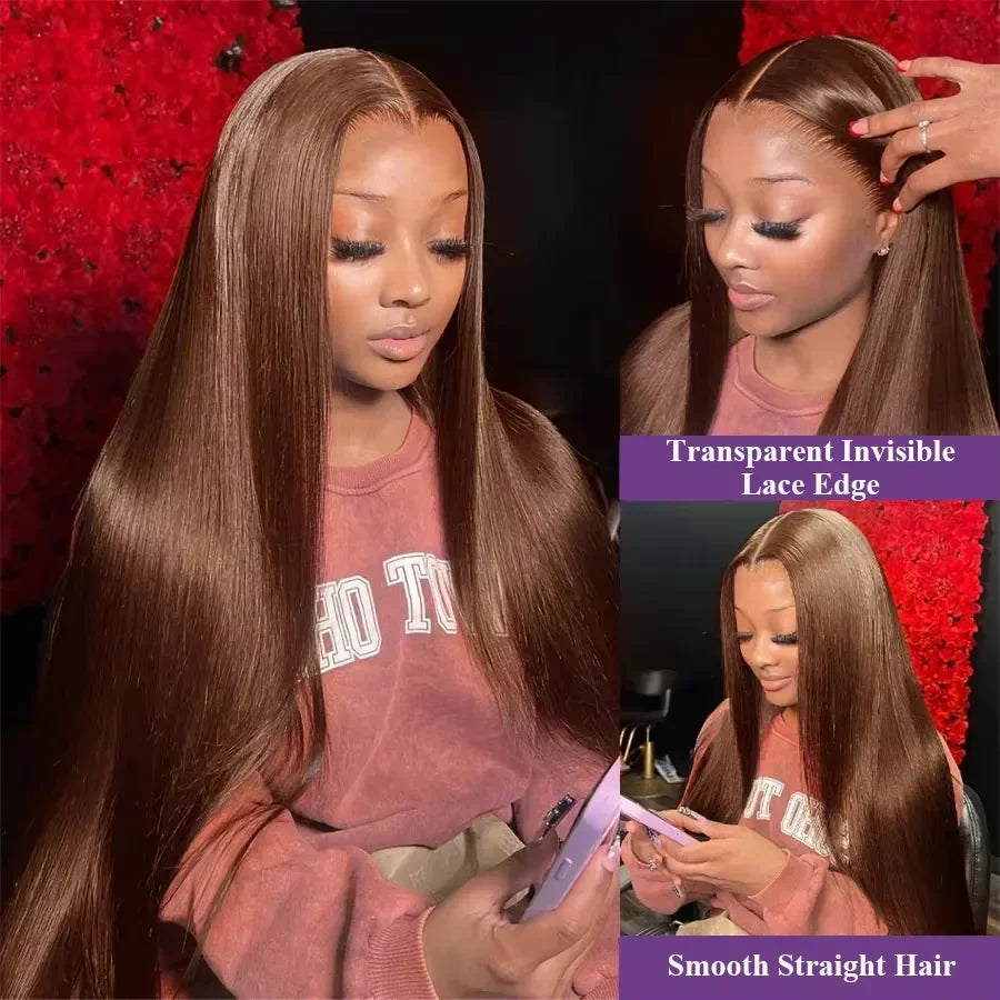 Dark Brown Super Double Drawn 13x4 Hd Lace Wig Bone Straight Chocolate Brown Wigs Human Hair 13x4 Lace Front Human Hair Wig