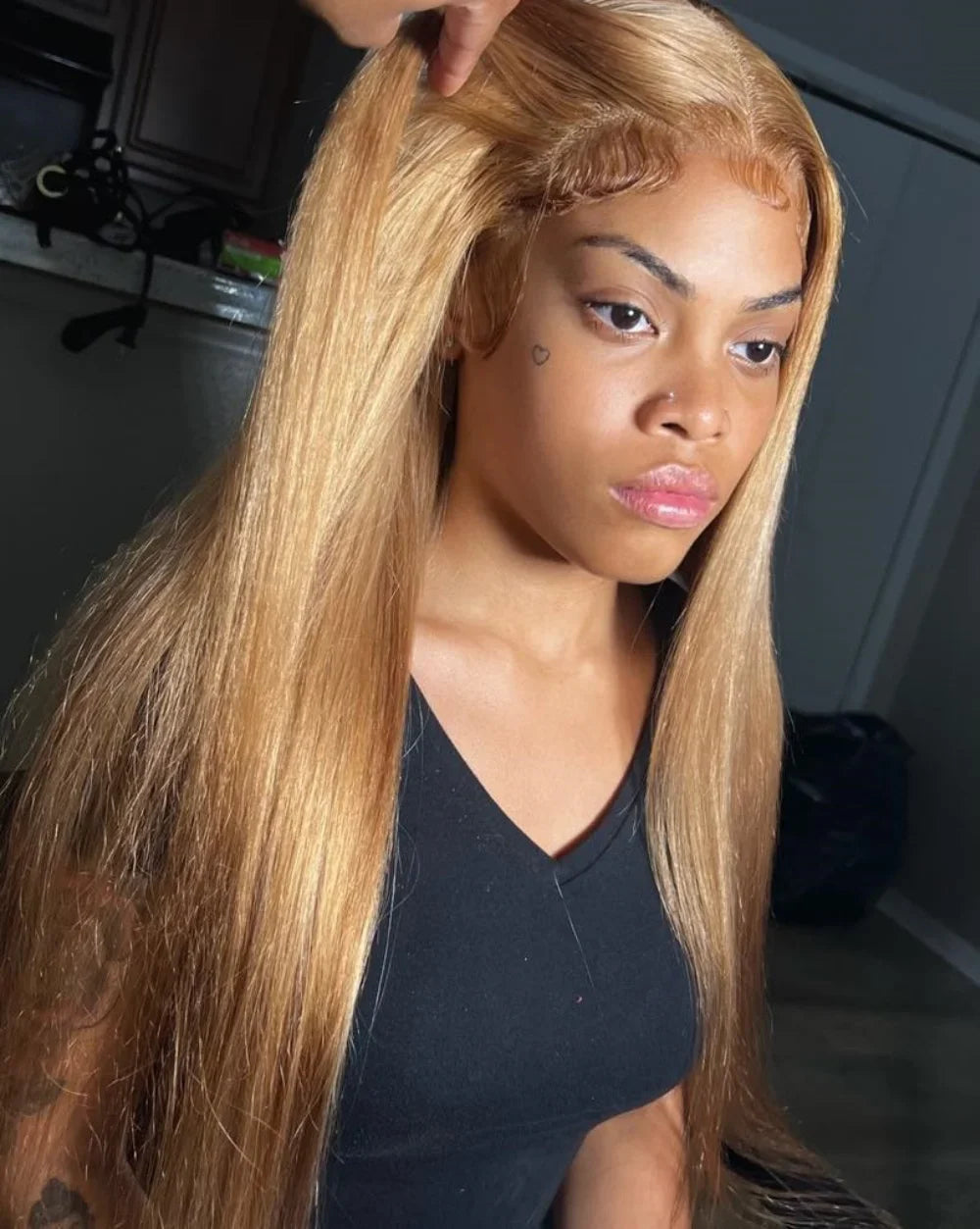 36 Inch Honey Blonde Human Hair Wig Straight 13x6 HD Lace Front Wig 180% Density 13x4 Lace Wigs Brazilian Human Hair 27# Color