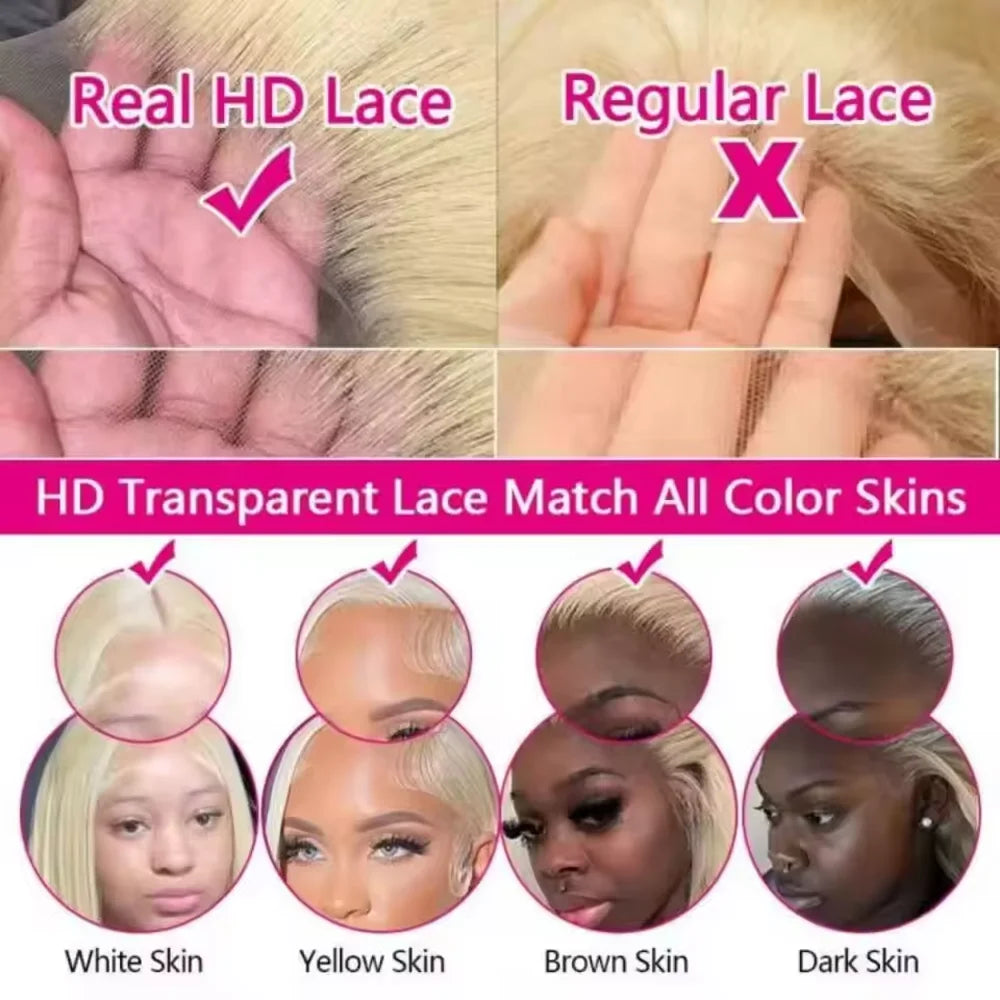 200 Density HD Lace Frontal Wig 613 Blonde 13x6 Body Wave Lace Front Wig Preplucked Brazilian Lace Front Human Hair Wigs 46 Inch