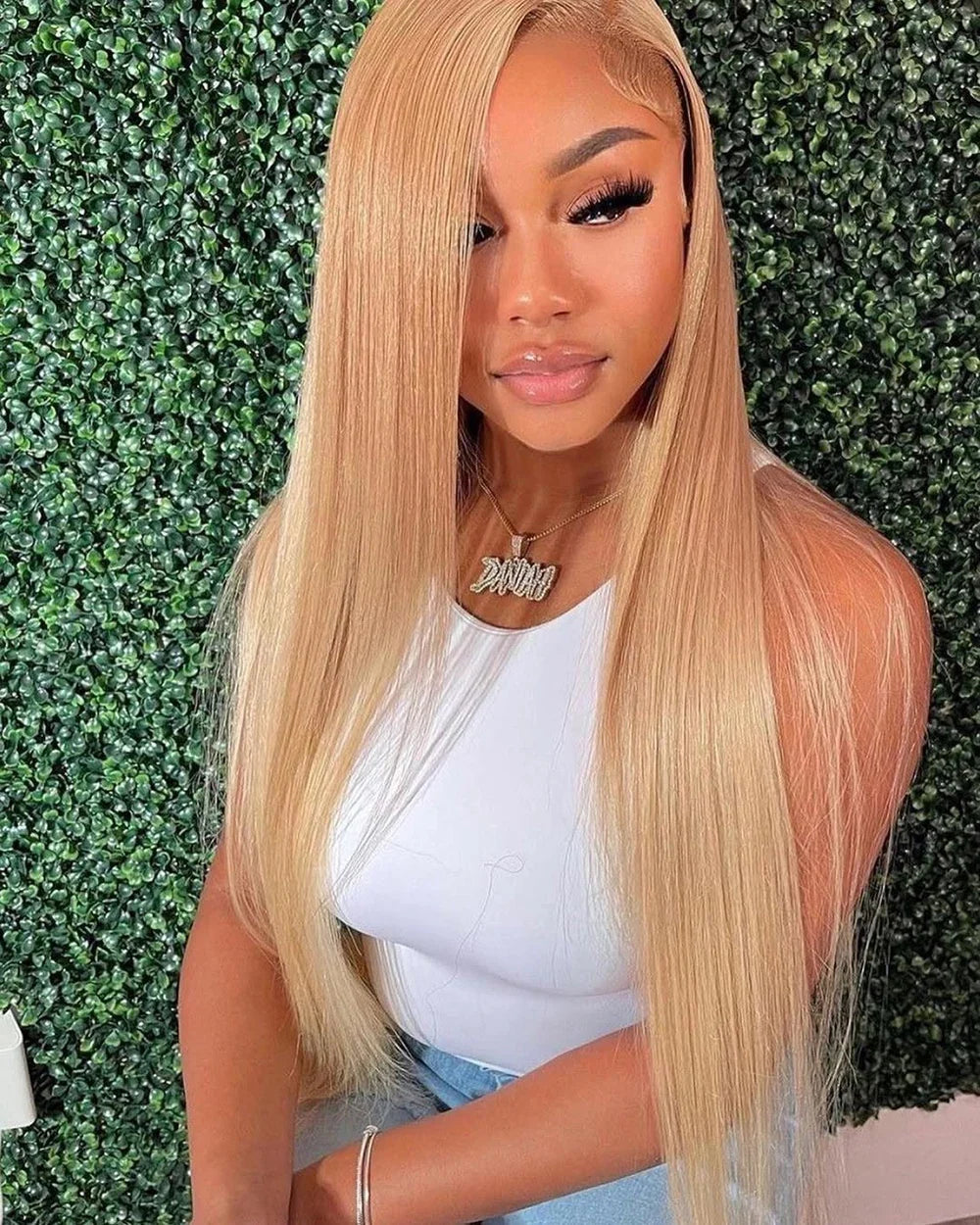 36 Inch Honey Blonde Human Hair Wig Straight 13x6 HD Lace Front Wig 180% Density 13x4 Lace Wigs Brazilian Human Hair 27# Color
