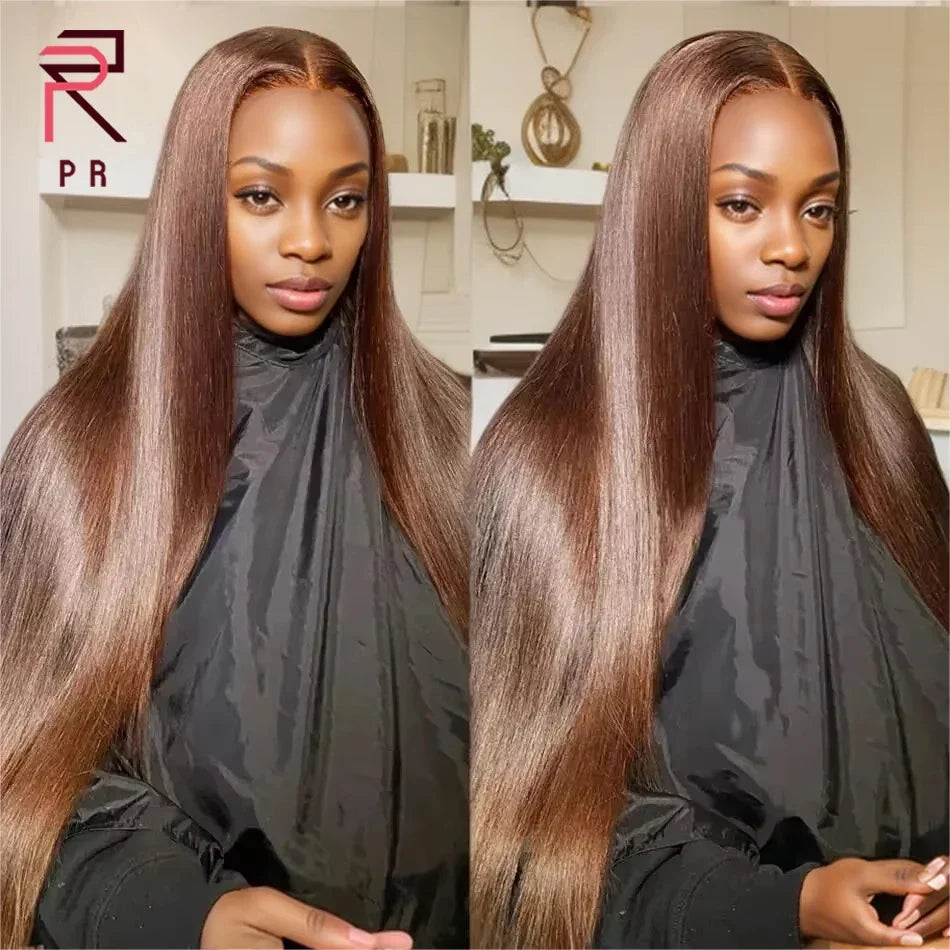 Dark Brown Super Double Drawn 13x4 Hd Lace Wig Bone Straight Chocolate Brown Wigs Human Hair 13x4 Lace Front Human Hair Wig