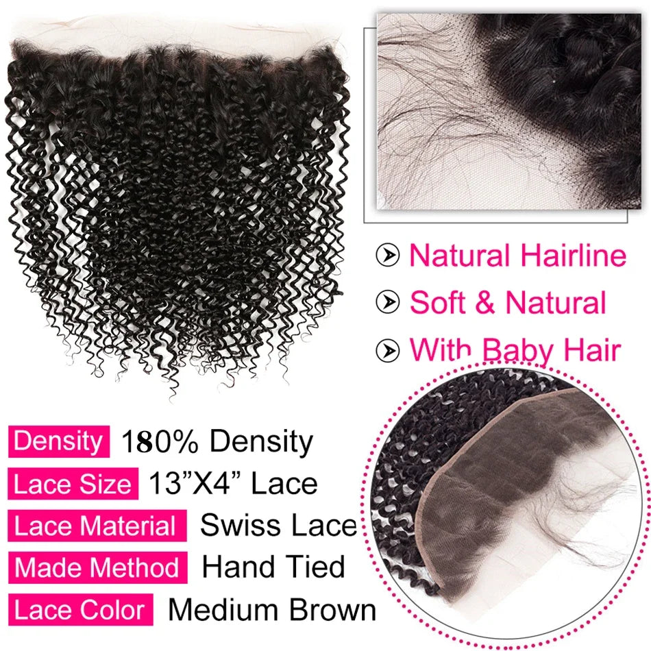 Brazillian Kinky Curly Hair Bundles With Closure Remy Human Hair Weave 3 Bundles with Closure Human Hair Extension capelli umani
