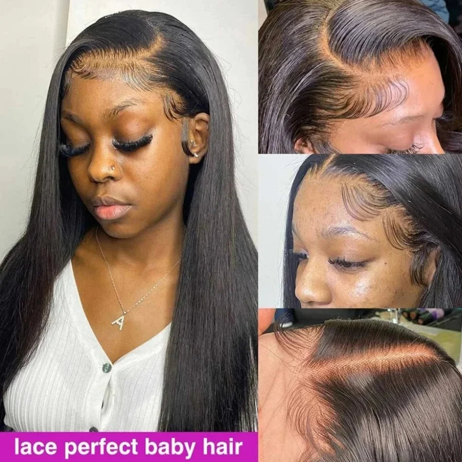 30 40 Inch Bone Straight 13x6 Lace Frontal Wigs 13x4 HD Transparent Lace Front Wig Black Preplucked Brazilian Human Hair Wig100%