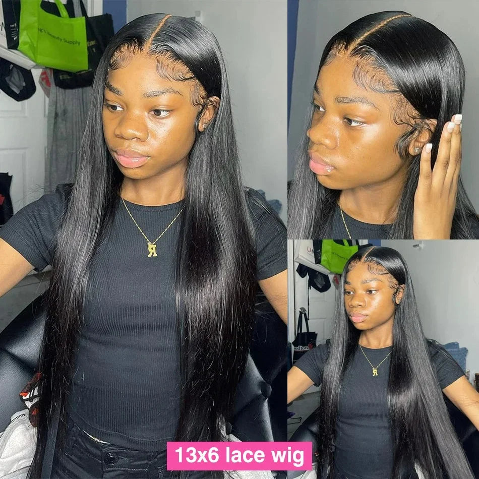 30 40 Inch Bone Straight 13x6 Lace Frontal Wigs 13x4 HD Transparent Lace Front Wig Black Preplucked Brazilian Human Hair Wig100%
