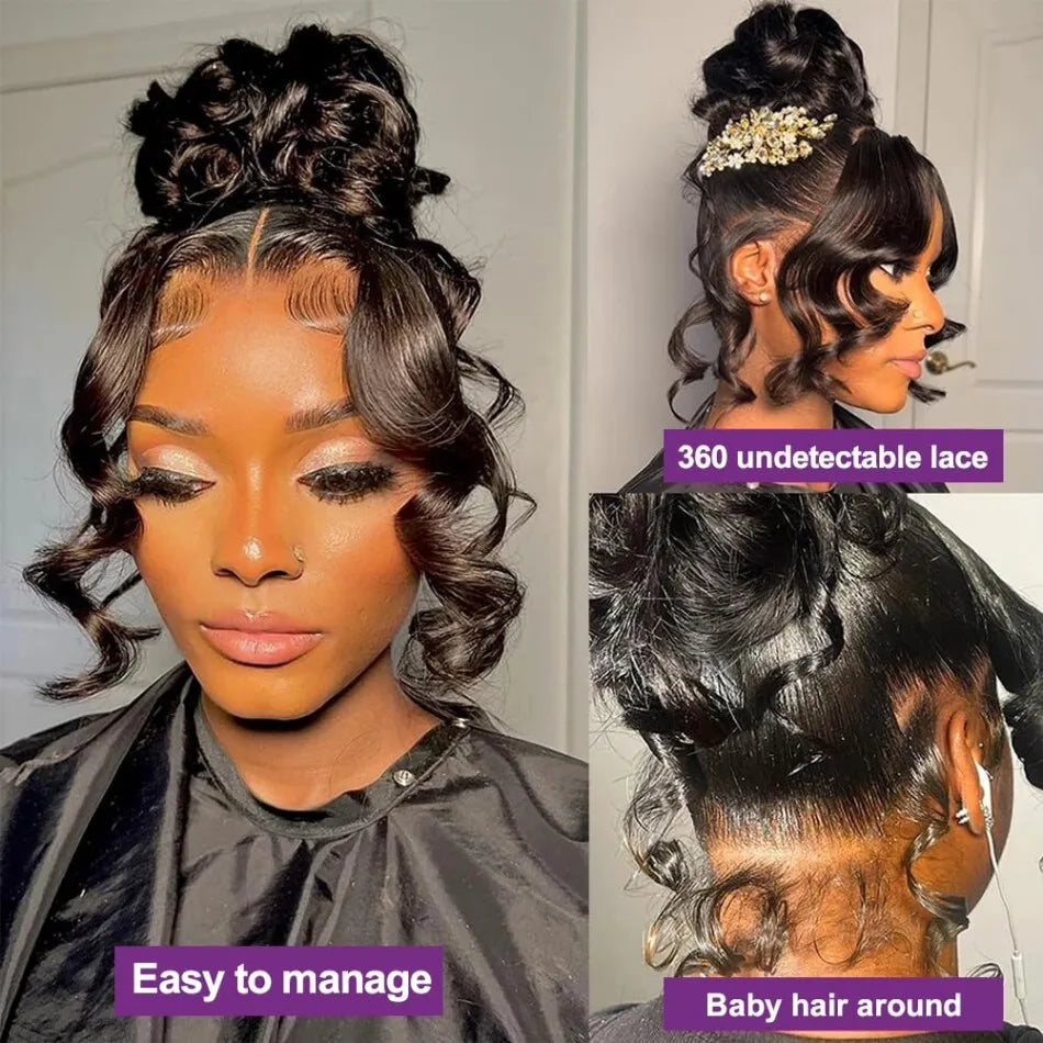 360 Full Lace Wig Body Wave Human Hair Wigs 100% Pre Plucked Hd Brazilian Lace Frontal Wigs Invisible Strap 250 Density 40 Inch