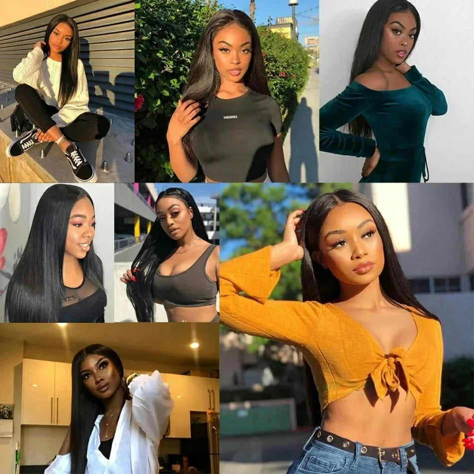 30 40 Inch Bone Straight 13x6 Lace Frontal Wigs 13x4 HD Transparent Lace Front Wig Black Preplucked Brazilian Human Hair Wig100%