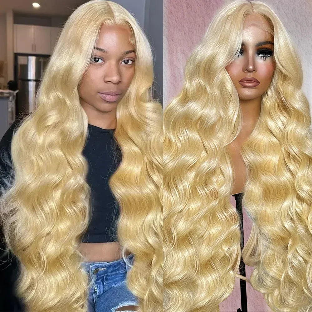 200 Density HD Lace Frontal Wig 613 Blonde 13x6 Body Wave Lace Front Wig Preplucked Brazilian Lace Front Human Hair Wigs 46 Inch
