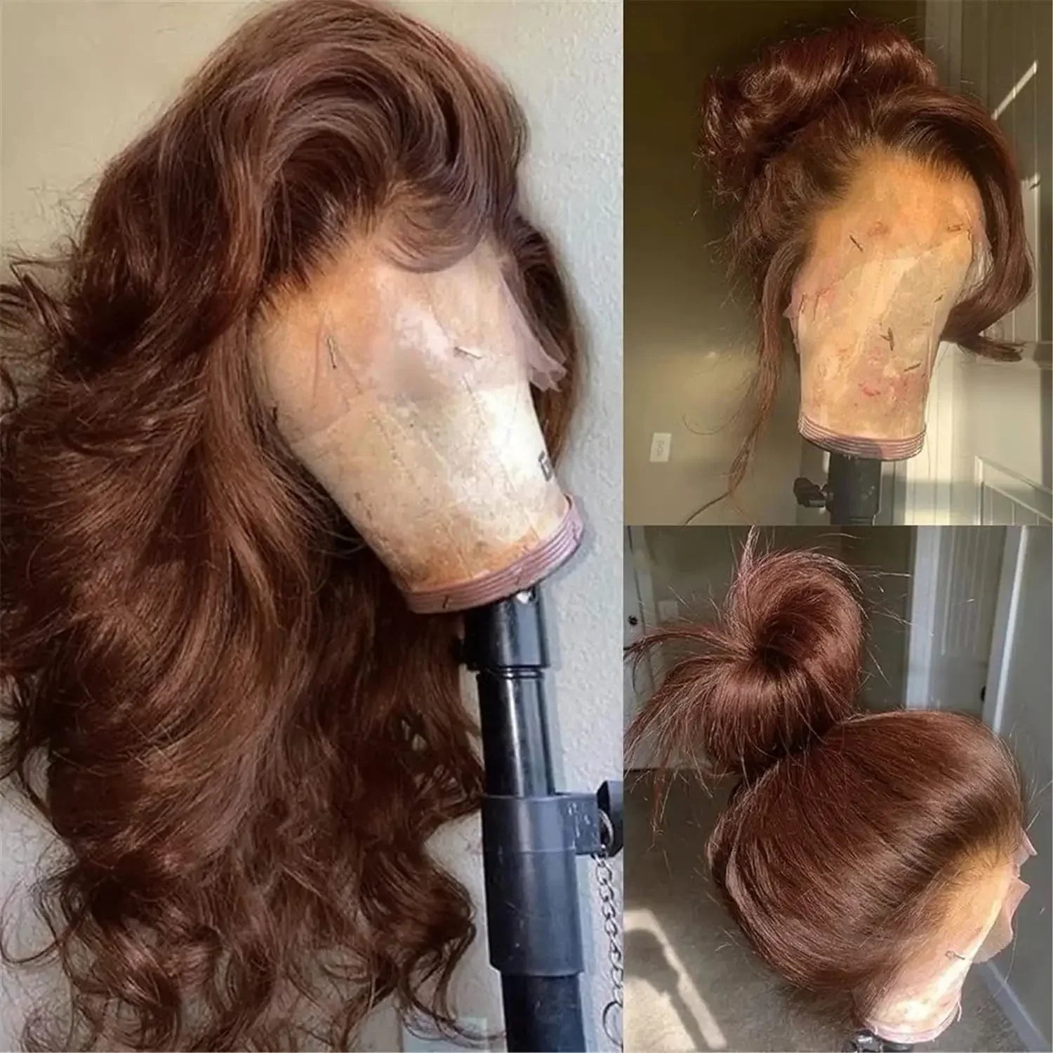 26 Inch Chocolate Brown Lace Front Wig Human Hair 200% Body Wave Human Hair Wigs Pre Plucked 13x4 HD Lace Frontal Wig Brown Wig