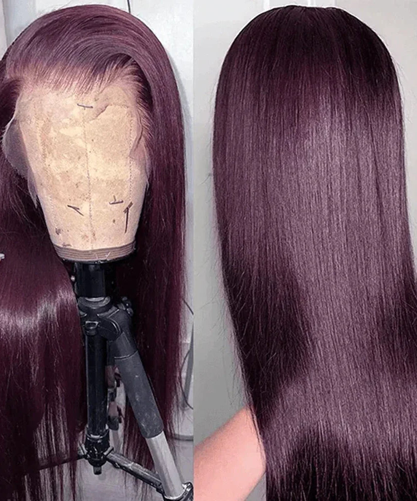 30 Inch Long Straight Synthetic Lace Front Wig Wear To Go Glueless Wig Dark Burgundy 13X4 Synthetic Lace Front Wigs for Women