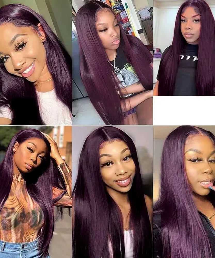 30 Inch Long Straight Synthetic Lace Front Wig Wear To Go Glueless Wig Dark Burgundy 13X4 Synthetic Lace Front Wigs for Women