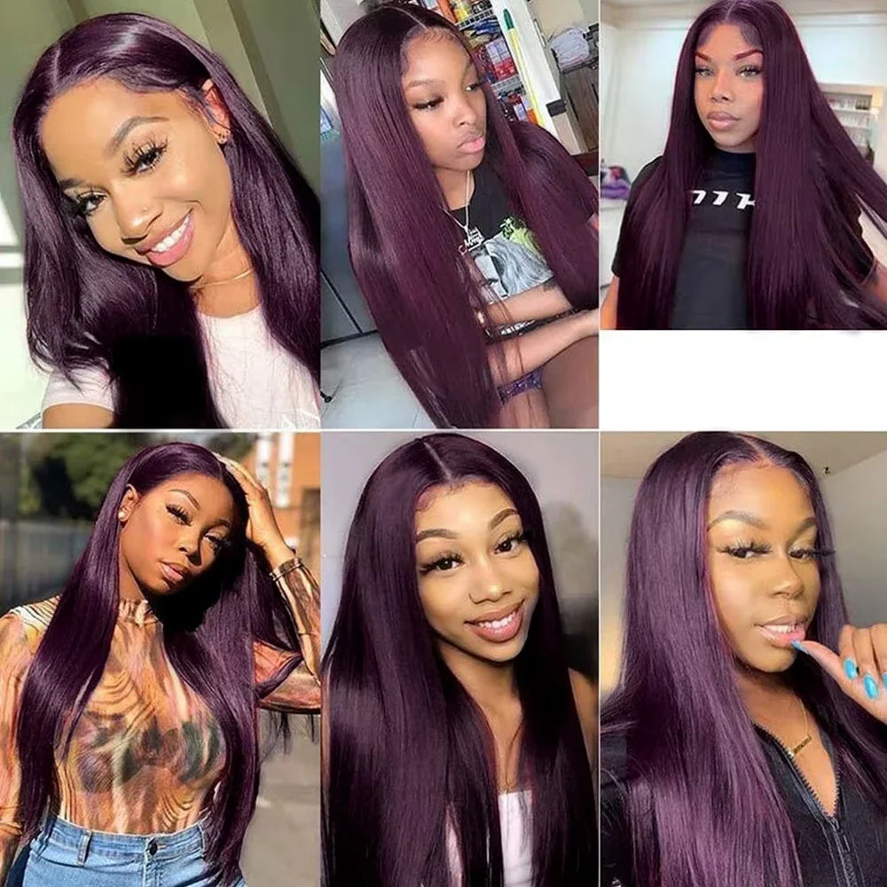 30 Inch Long Straight Synthetic Lace Front Wig Wear To Go Glueless Wig Dark Burgundy 13X4 Synthetic Lace Front Wigs for Women