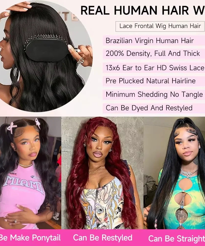 30 32 Inch Body Wave Human Hair Wigs 300% 13x6 HD Lace Front Human Hair Wig For Woman 5x5 Gluless Lace Closure Wig Preplucked