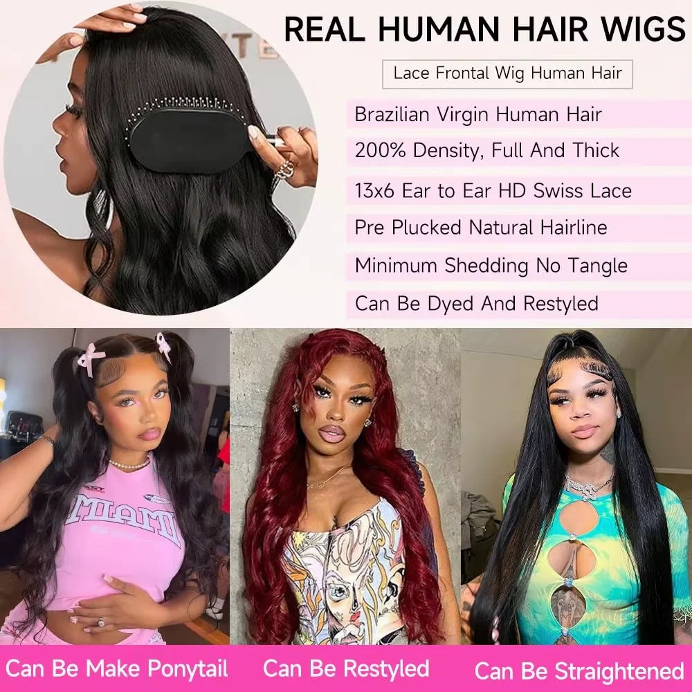 30 32 Inch Body Wave Human Hair Wigs 300% 13x6 HD Lace Front Human Hair Wig For Woman 5x5 Gluless Lace Closure Wig Preplucked