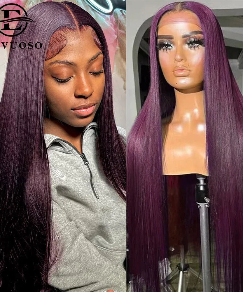 30 Inch Long Straight Synthetic Lace Front Wig Wear To Go Glueless Wig Dark Burgundy 13X4 Synthetic Lace Front Wigs for Women