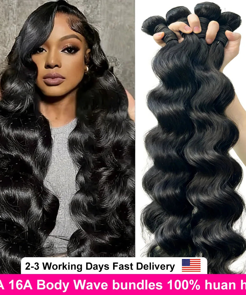 16A 40 Inch Body Wave Bundles 100% Human Hair Real Raw Extensions Wet And Wavy Remy Weave Hair Bundles For Black Women Quality