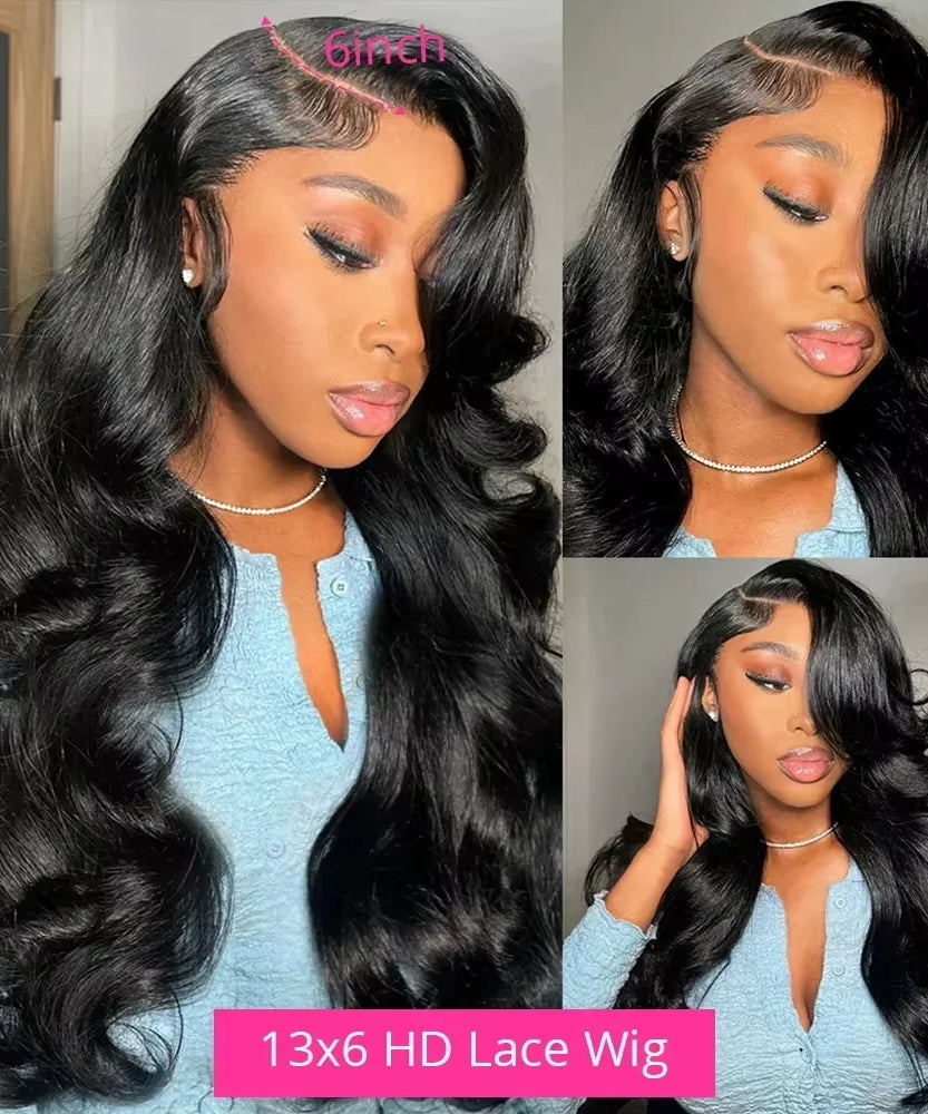 30 32 Inch Body Wave Human Hair Wigs 300% 13x6 HD Lace Front Human Hair Wig For Woman 5x5 Gluless Lace Closure Wig Preplucked