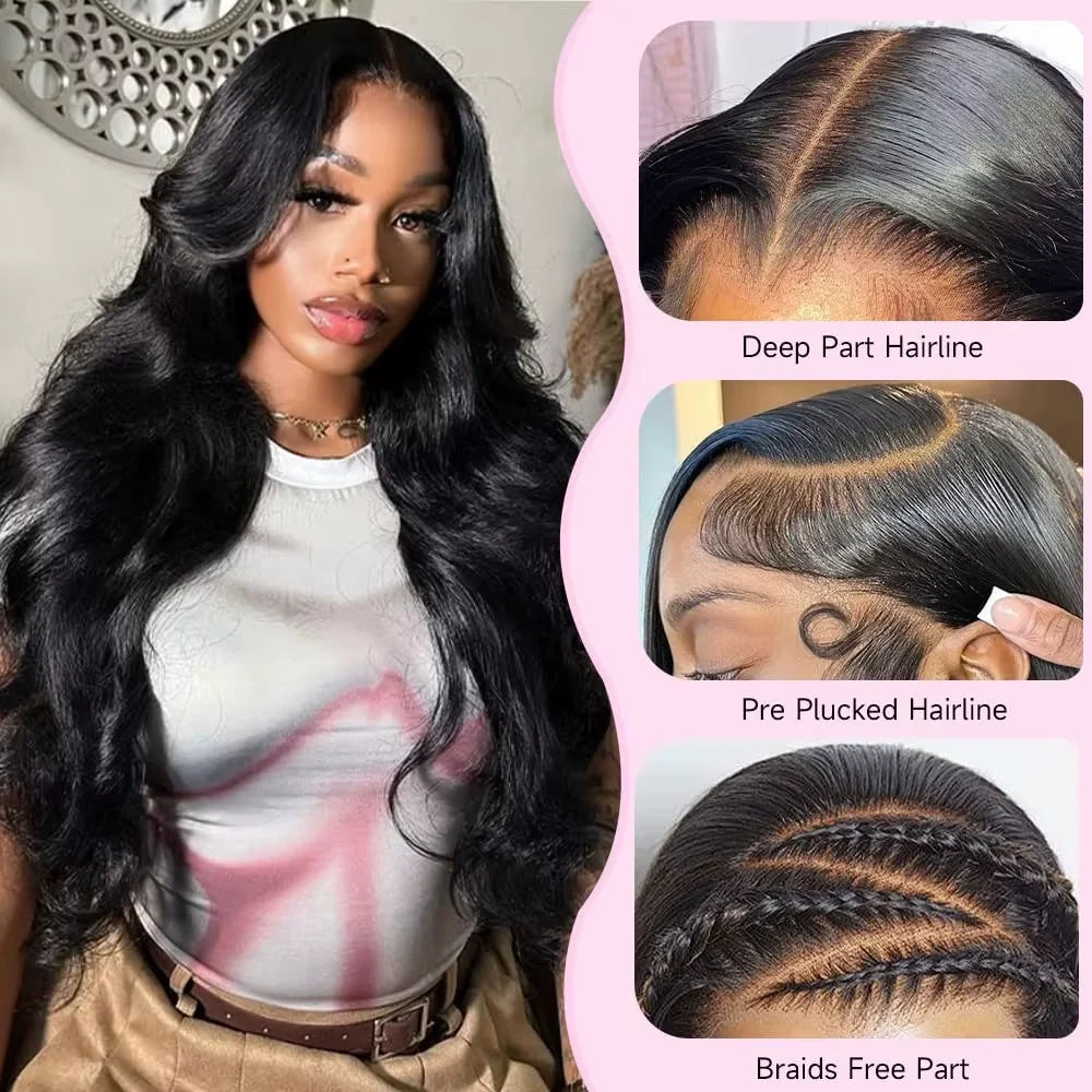 30 32 Inch Body Wave Human Hair Wigs 300% 13x6 HD Lace Front Human Hair Wig For Woman 5x5 Gluless Lace Closure Wig Preplucked