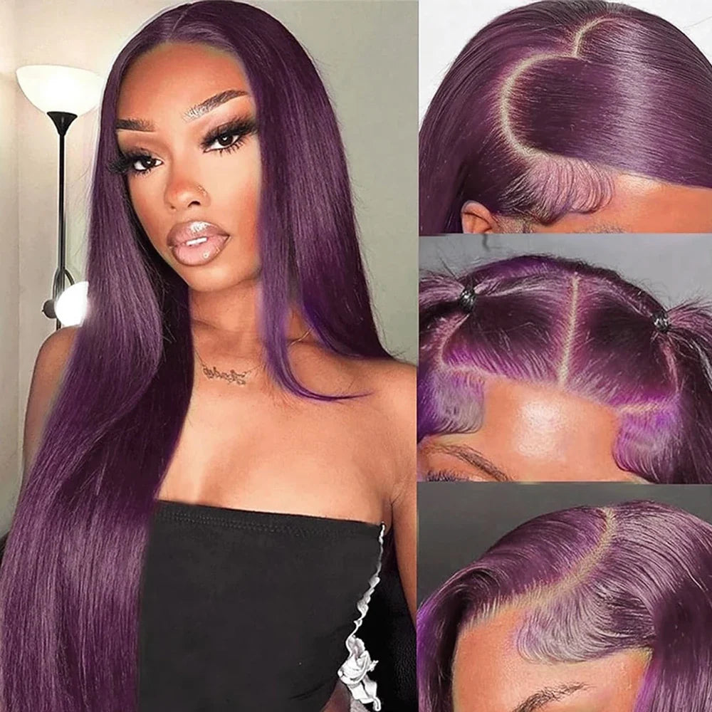 30 Inch Long Straight Synthetic Lace Front Wig Wear To Go Glueless Wig Dark Burgundy 13X4 Synthetic Lace Front Wigs for Women