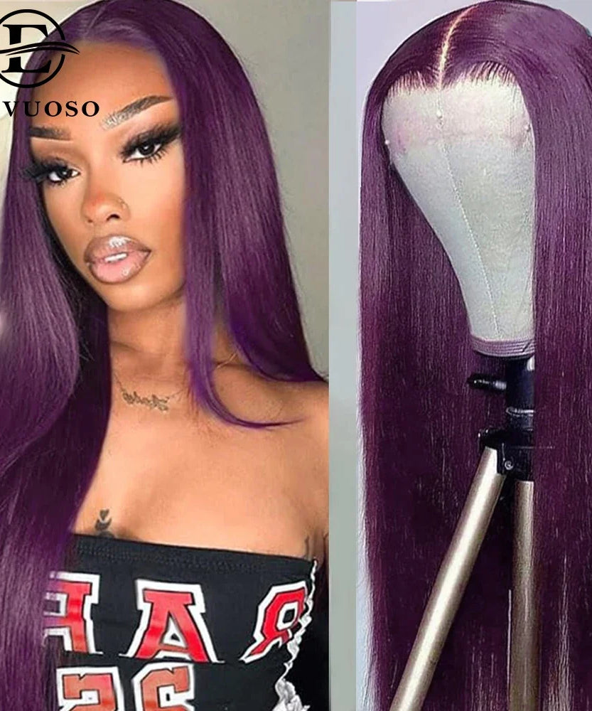 30 Inch Long Straight Synthetic Lace Front Wig Wear To Go Glueless Wig Dark Burgundy 13X4 Synthetic Lace Front Wigs for Women