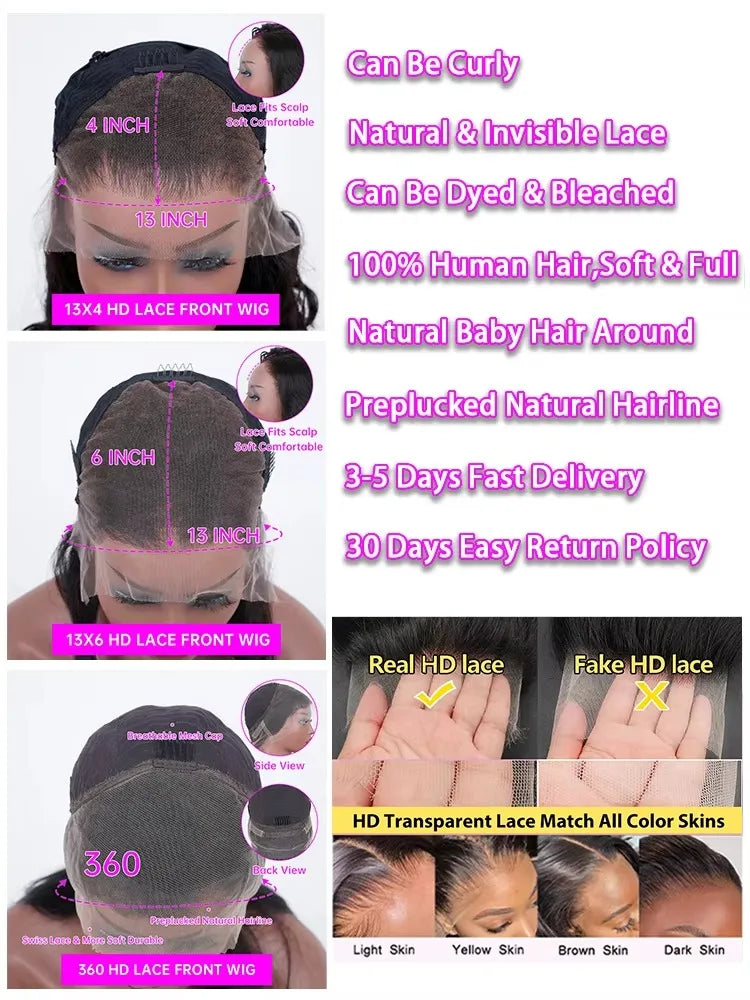 30 40  Inch Body Wave Wigs 13x6 13x4 Hd Lace Frontal Wig 250 Density Human Hair Wigs Hd Lace Wig Preplucked Brazilian Hair Wigs