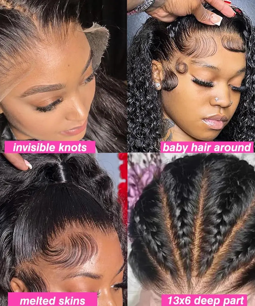250Density Put on and Go Deep Wave Glueless Wig Human Hair For Women 5X5 13x6 HD Frontal Curly Lace Front Wigs On Clearance Sale