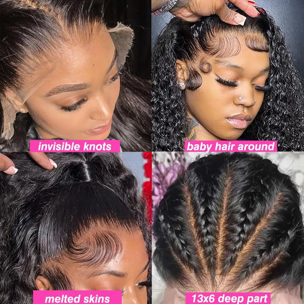 250Density Put on and Go Deep Wave Glueless Wig Human Hair For Women 5X5 13x6 HD Frontal Curly Lace Front Wigs On Clearance Sale