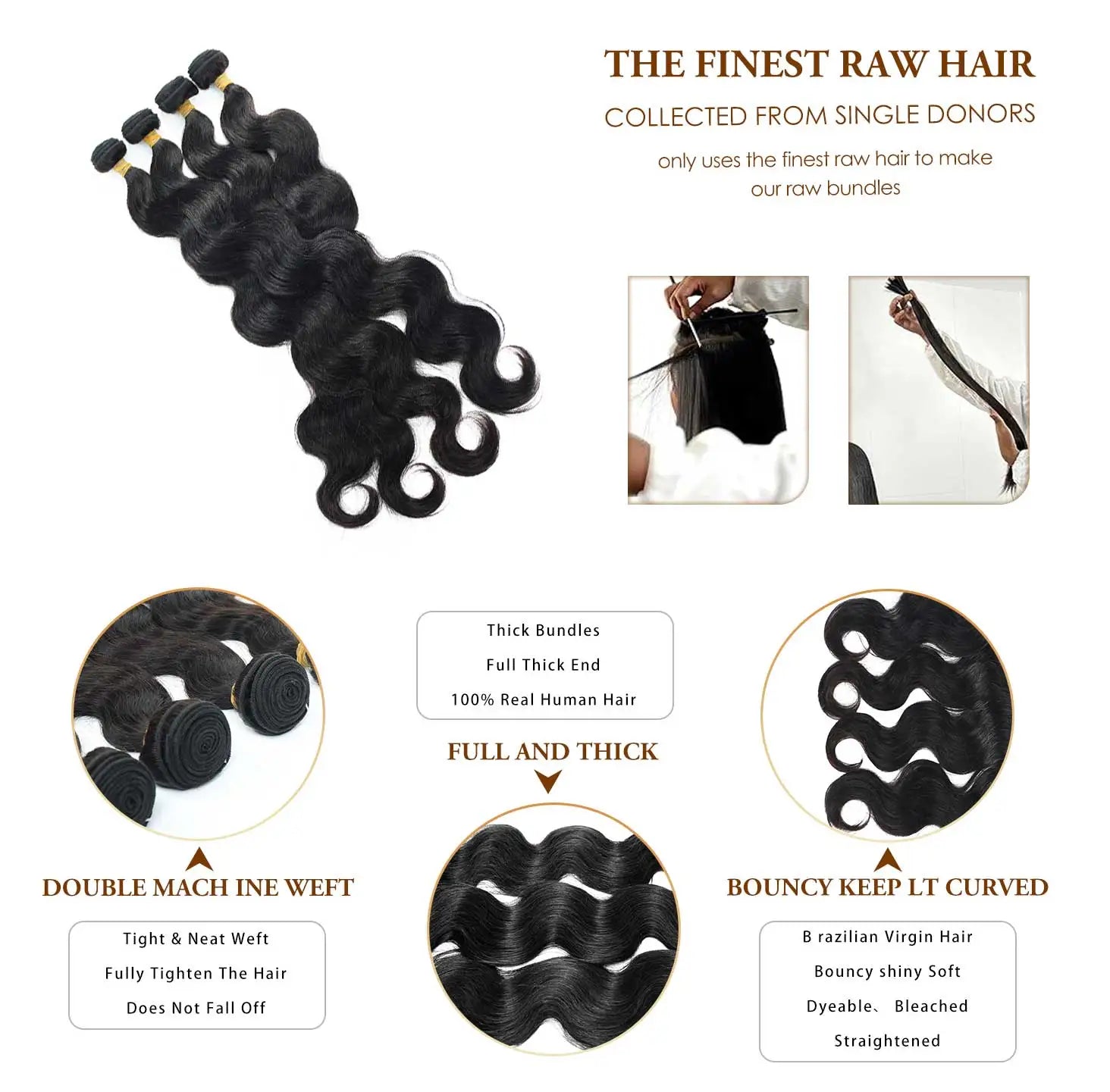16A 40 Inch Body Wave Bundles 100% Human Hair Real Raw Extensions Wet And Wavy Remy Weave Hair Bundles For Black Women Quality