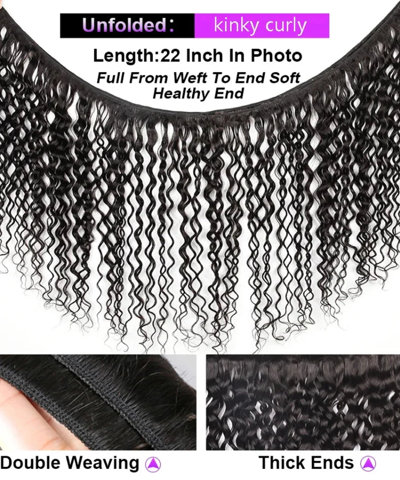 Brazillian Kinky Curly Hair Bundles With Closure Remy Human Hair Weave 3 Bundles with Closure Human Hair Extension capelli umani