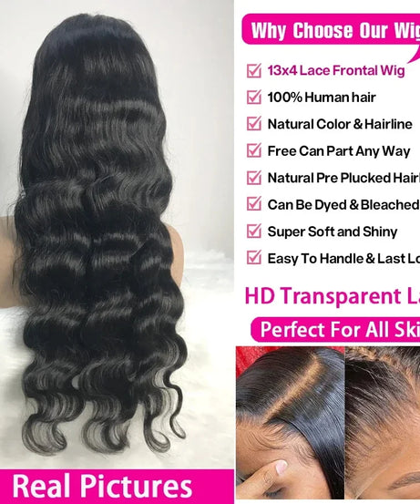40 Inches Body Wave Human Hair Wig 13x4 360 Transparent Lace Front Human Hair Wig 13x6 Brazilian Lace Human Hair For Black Women