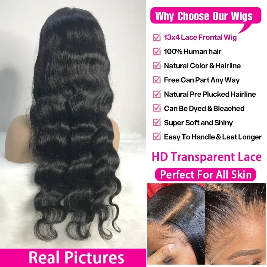 40 Inches Body Wave Human Hair Wig 13x4 360 Transparent Lace Front Human Hair Wig 13x6 Brazilian Lace Human Hair For Black Women