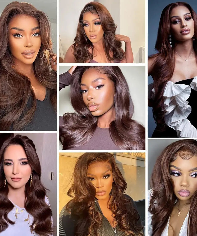 Chocolate Brown 13x6 HD Lace Front Human Hair Wigs For Women Brazilian Body Wave 4x4 13x4 Full Lace Frontal Wigs 100% Human Hair