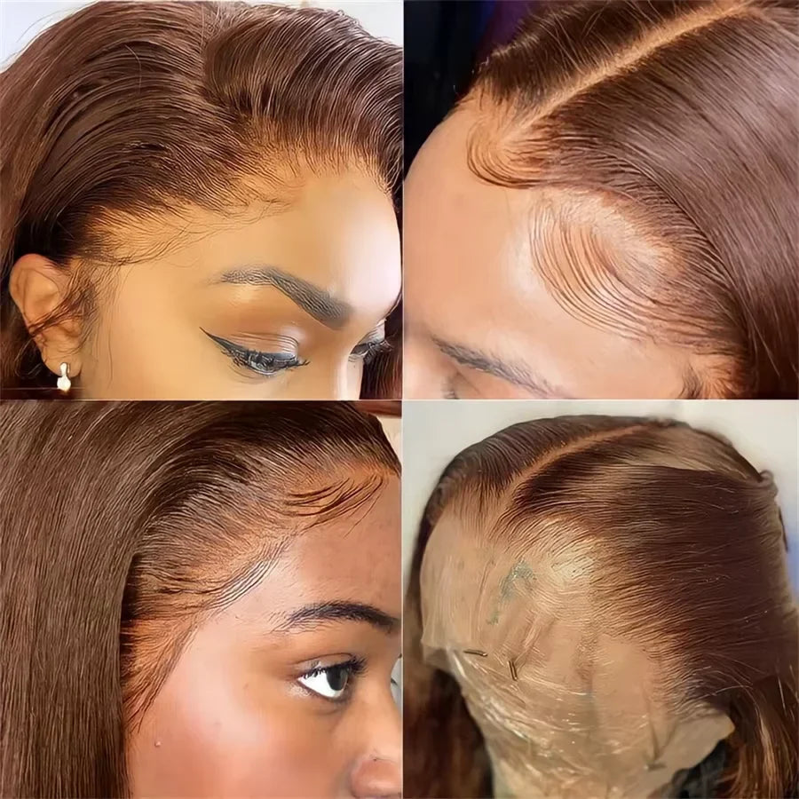 Dark Brown Super Double Drawn 13x4 Hd Lace Wig Bone Straight Chocolate Brown Wigs Human Hair 13x4 Lace Front Human Hair Wig
