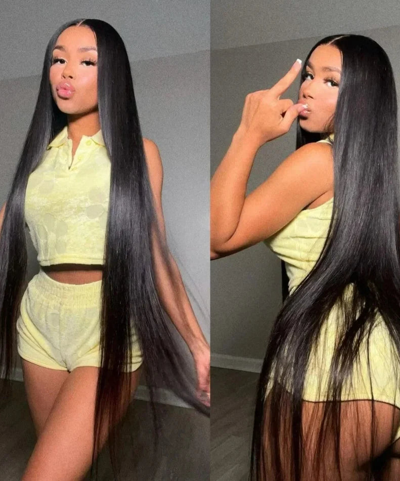 30 40 Inch Bone Straight 13x6 Lace Frontal Wigs 13x4 HD Transparent Lace Front Wig Black Preplucked Brazilian Human Hair Wig100%