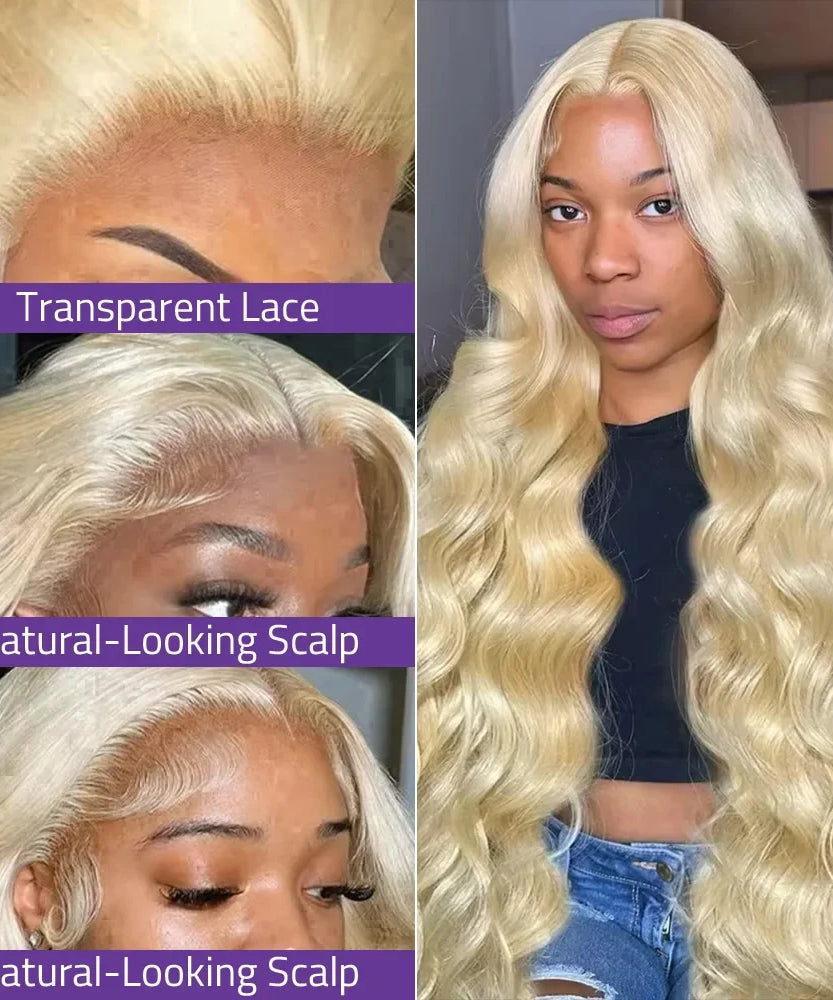 13x6 Hd Transparent Lace Frontal Human Hair Wig 200 Density Body Wave 613 Blonde 13x4 Lace Front Brazilian Wigs Pre Plucked