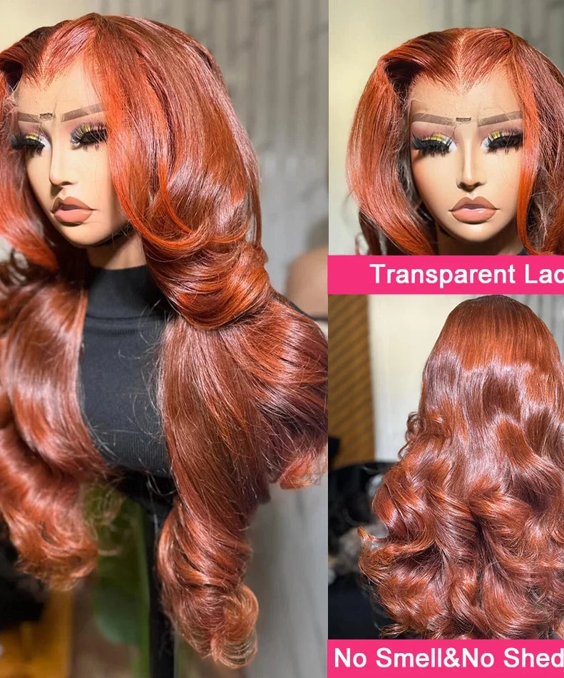 40 inch Reddish Brown HD Lace Front Human Hair Wig PrePlucked 13x4 Colored Human Hair 13x6 Lace Front Wigs Body Wave Wig 4x4 5x5