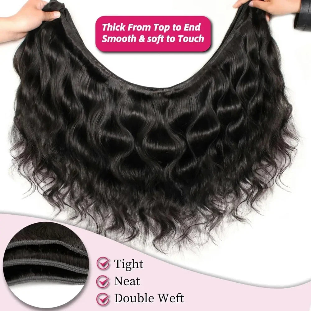 15A Human Hair Bundles 34 36 38 40Inch Body Wave 100% Unprocessed Hair 4 Bundles Extensions Quick Weave Human Hair Natural Black