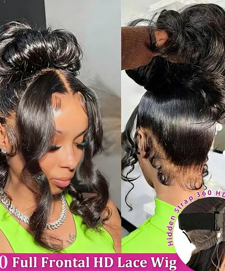 360 Full Lace Wig Body Wave Human Hair Wigs 100% Pre Plucked Hd Brazilian Lace Frontal Wigs Invisible Strap 250 Density 40 Inch