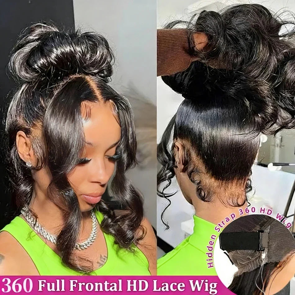 360 Full Lace Wig Body Wave Human Hair Wigs 100% Pre Plucked Hd Brazilian Lace Frontal Wigs Invisible Strap 250 Density 40 Inch