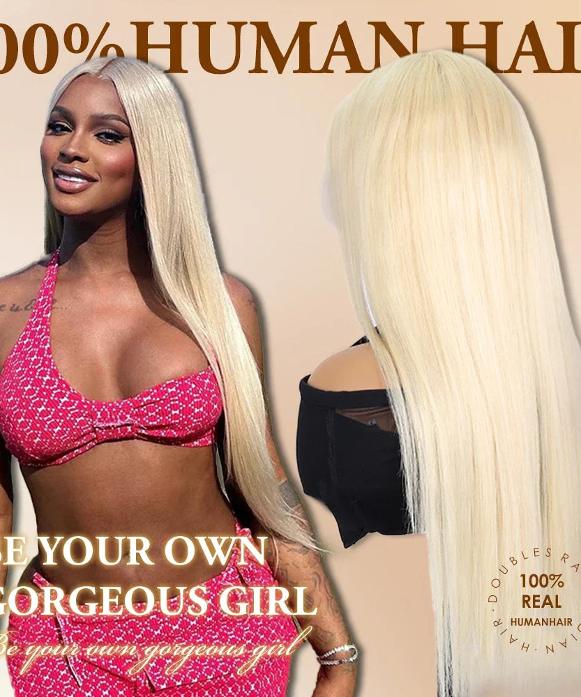 250 Density Blonde 613 Human Hair Wigs 100% Straight Hd Lace Frontal Wig 13x6 Brazilian Hair 30 40 Inch Colored Lace Front Wig