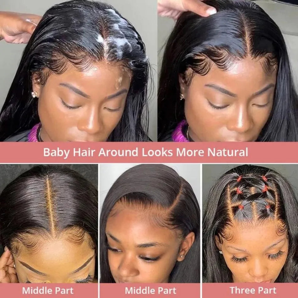 30 40 Inch Bone Straight 13x6 Lace Frontal Wigs 13x4 HD Transparent Lace Front Wig Black Preplucked Brazilian Human Hair Wig100%