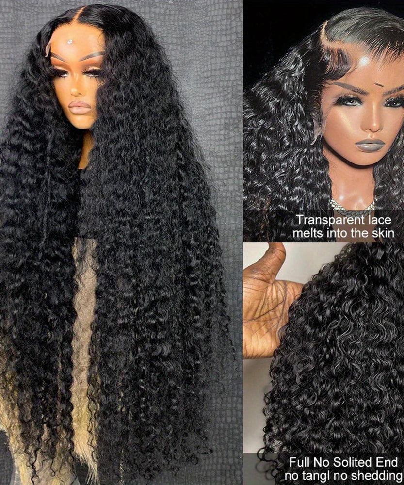 250Density Put on and Go Deep Wave Glueless Wig Human Hair For Women 5X5 13x6 HD Frontal Curly Lace Front Wigs On Clearance Sale