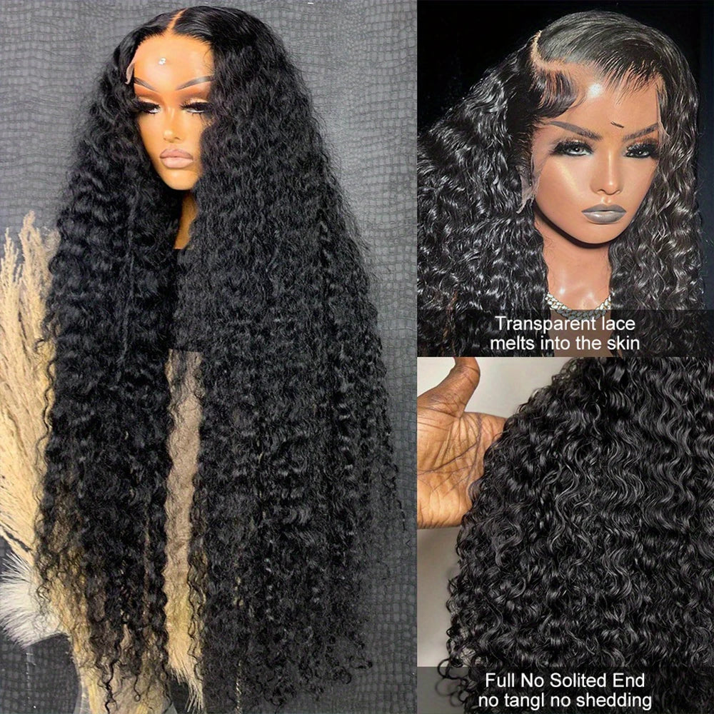 250Density Put on and Go Deep Wave Glueless Wig Human Hair For Women 5X5 13x6 HD Frontal Curly Lace Front Wigs On Clearance Sale