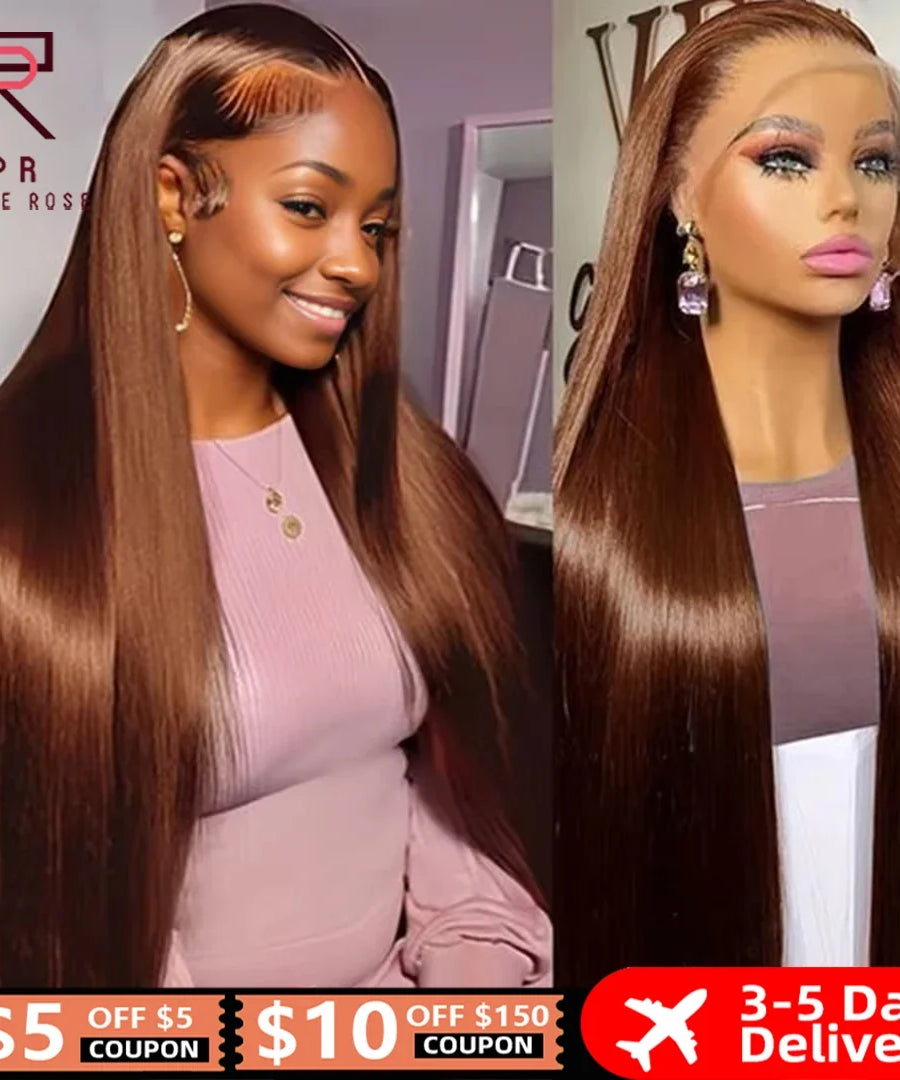 Dark Brown Super Double Drawn 13x4 Hd Lace Wig Bone Straight Chocolate Brown Wigs Human Hair 13x4 Lace Front Human Hair Wig