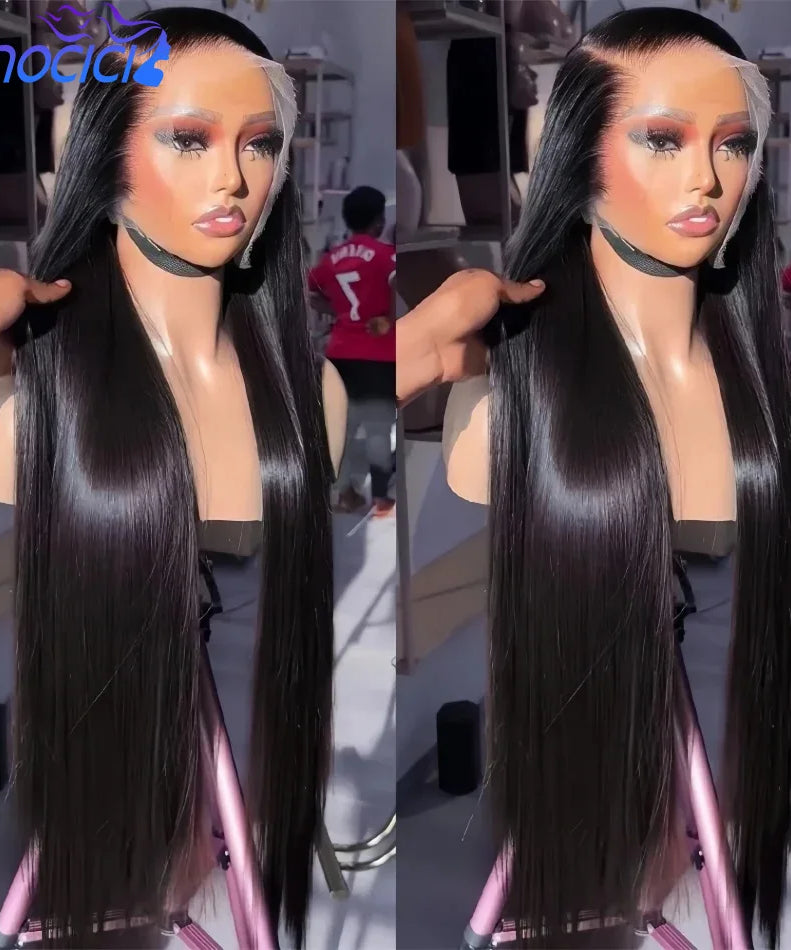 30 40 Inch Bone Straight 13x6 Lace Frontal Wigs 13x4 HD Transparent Lace Front Wig Black Preplucked Brazilian Human Hair Wig100%