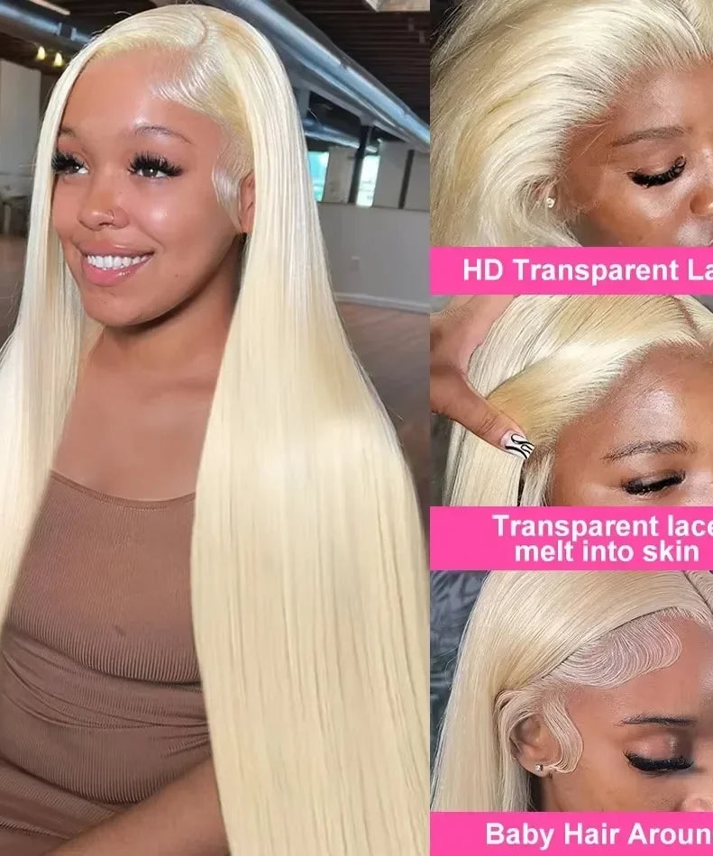 250% Density Blonde 613 Human Hair Wigs 13x6 HD Lace Front Wigs Straight Human Hair Lace Frontal Wig Brazilian Hair for Women