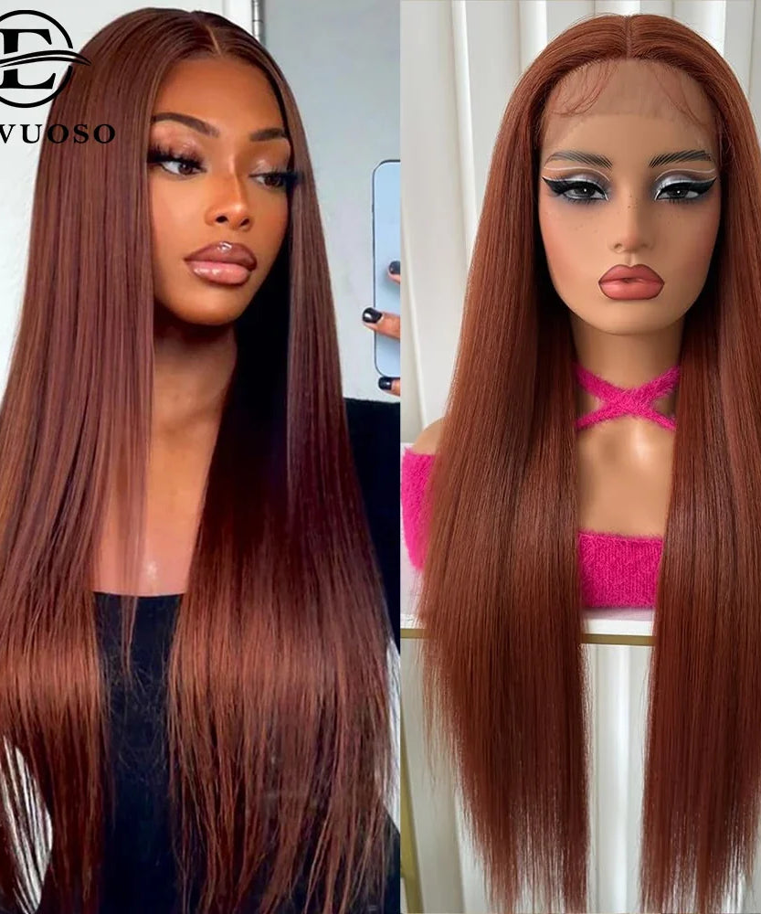 30 Inch Long Straight Synthetic Lace Front Wig Wear To Go Glueless Wig Dark Burgundy 13X4 Synthetic Lace Front Wigs for Women