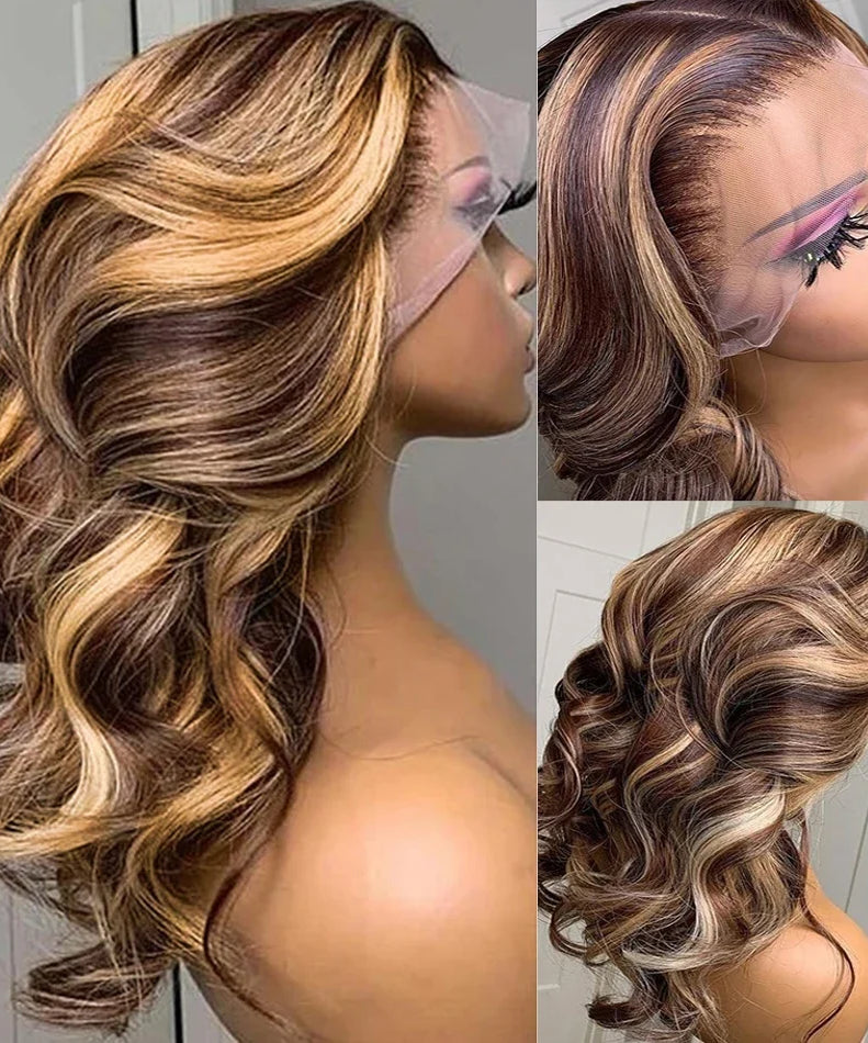 Highlight Wig Human Hair 13x4 Colored Honey Blonde Lace Front Human Hair Wigs For Women Ombre Body Wave 13x6 Hd Lace Frontal Wig