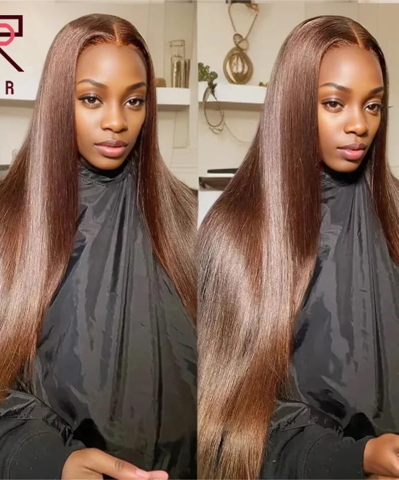 Dark Brown Super Double Drawn 13x4 Hd Lace Wig Bone Straight Chocolate Brown Wigs Human Hair 13x4 Lace Front Human Hair Wig